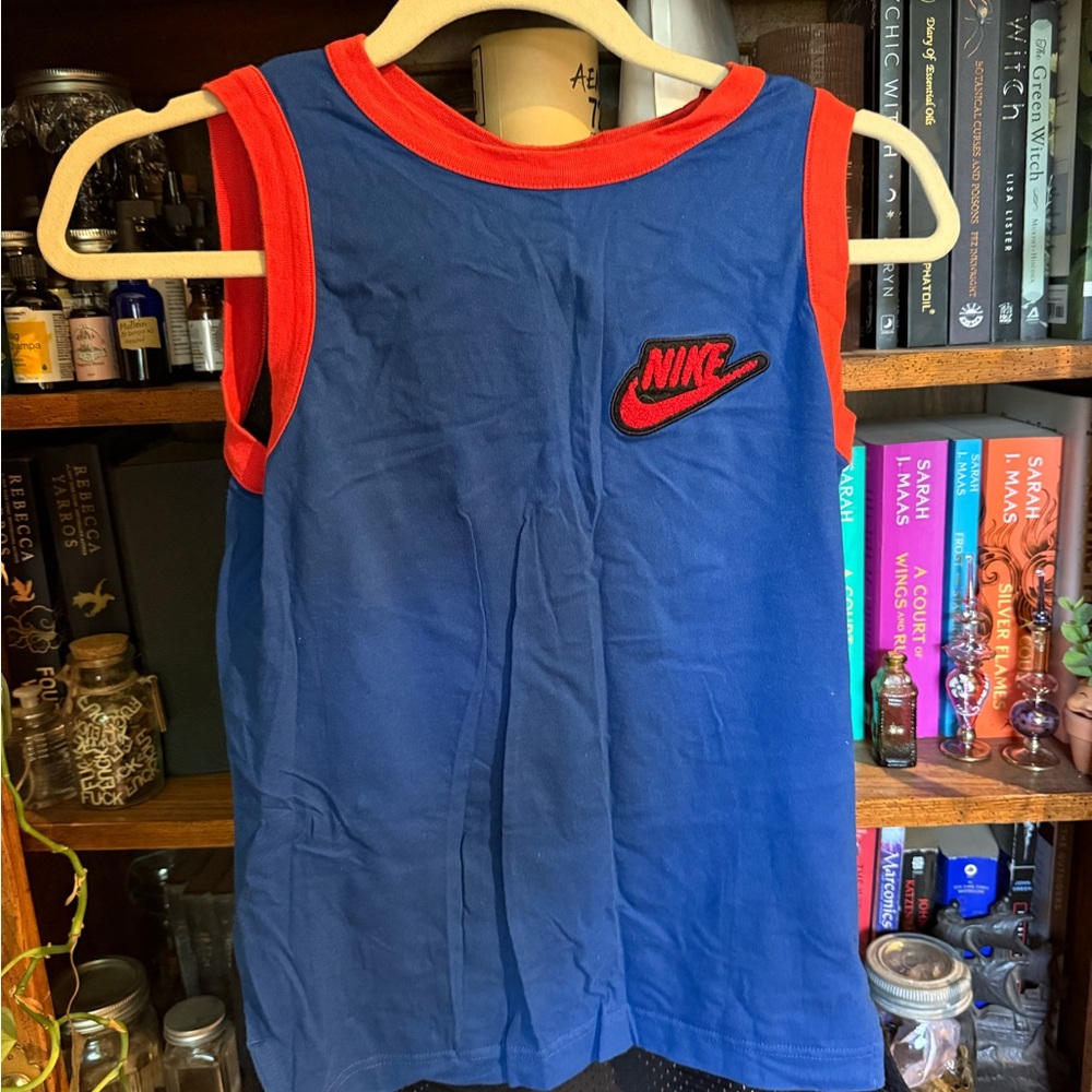 Nike Blue and Red Athletic Tank Top